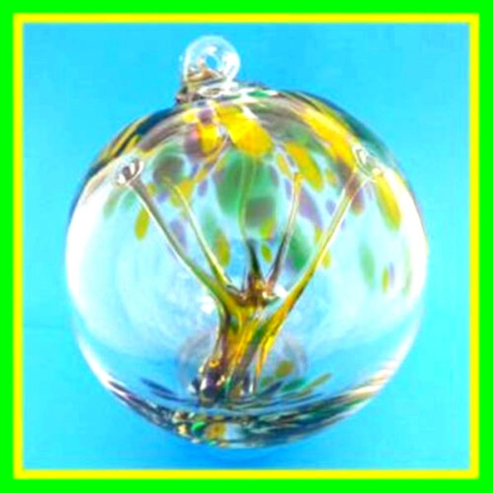 Hanging Glass Ball 4" Diameter Purple, Yellow & Green Tree Witch Ball (1) WB29